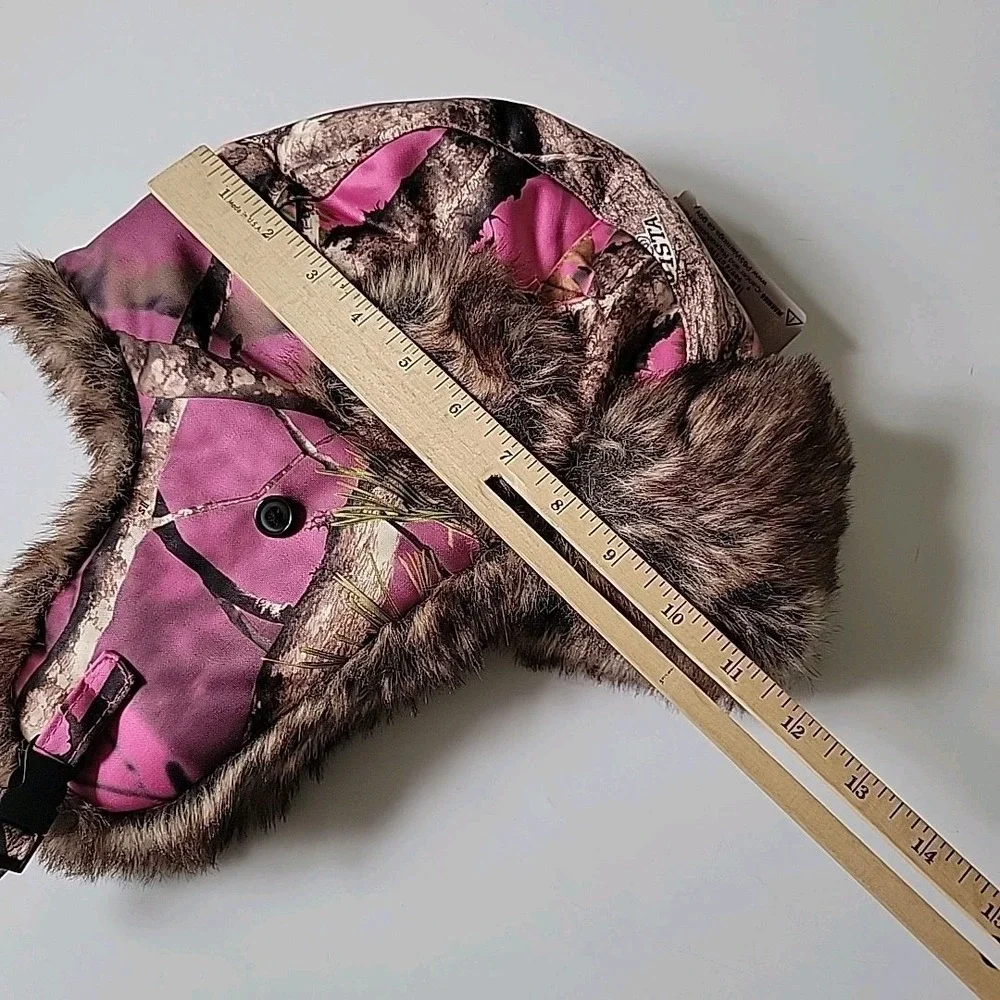 Wild Wear Camo Bomber Trapper Hat Pink One Size Coquette Grunge Gorpcore Outdoor